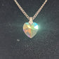 Clear Crystal Heart Pendant Silver Tone Chain Fashion Necklace 8.5" Drop