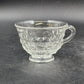 Fostoria American Clear Coffee Cup & Saucer Cubist Design Pressed Glass Vintage