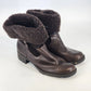 Sonoma Western Ankle Boots Life Style Women's 8.5 Brown Block Heel Fur Trim