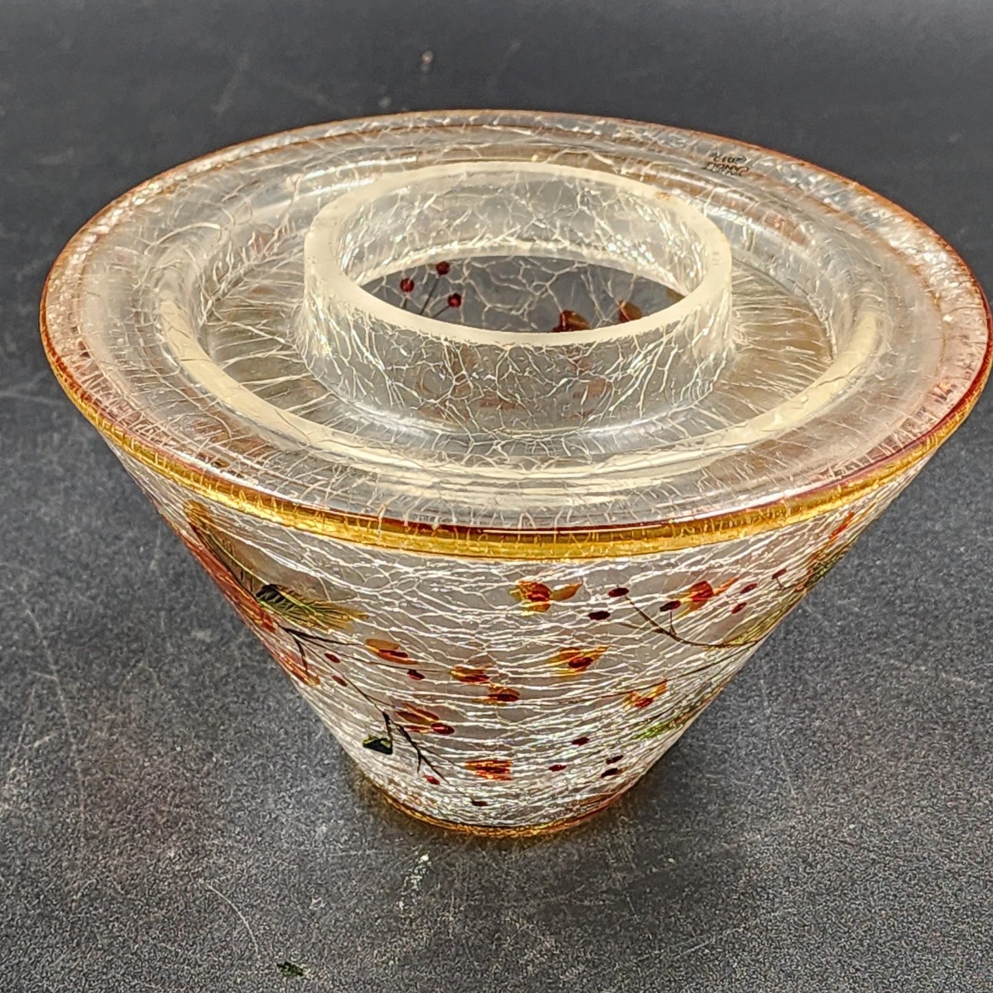 Yankee Candle Large Jar Shade Crackle Glass Pumpkin & Autumn Leaves Fall Holiday