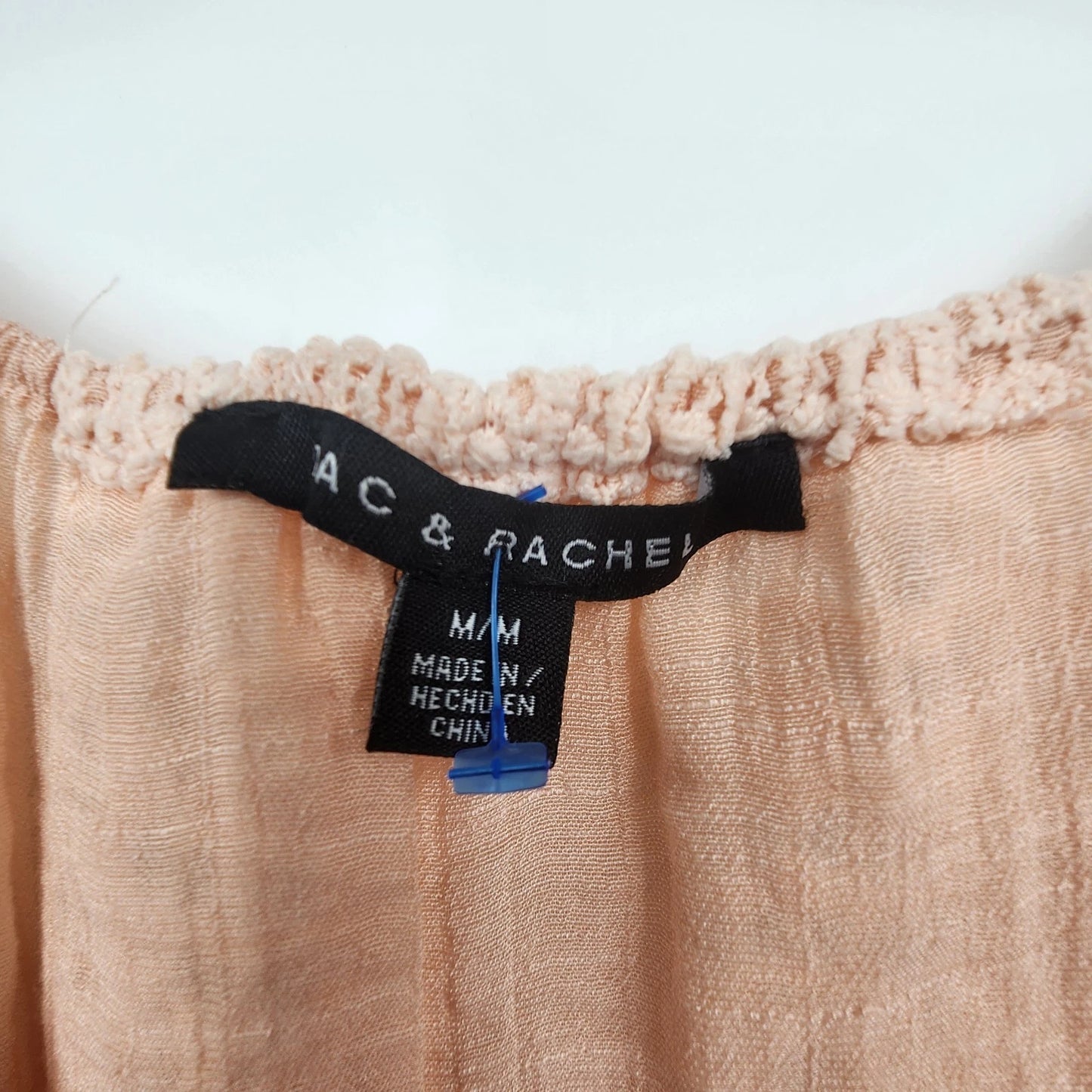 Zac and Rachel Peach Lace Blouse Boho Tie Neck Women Medium