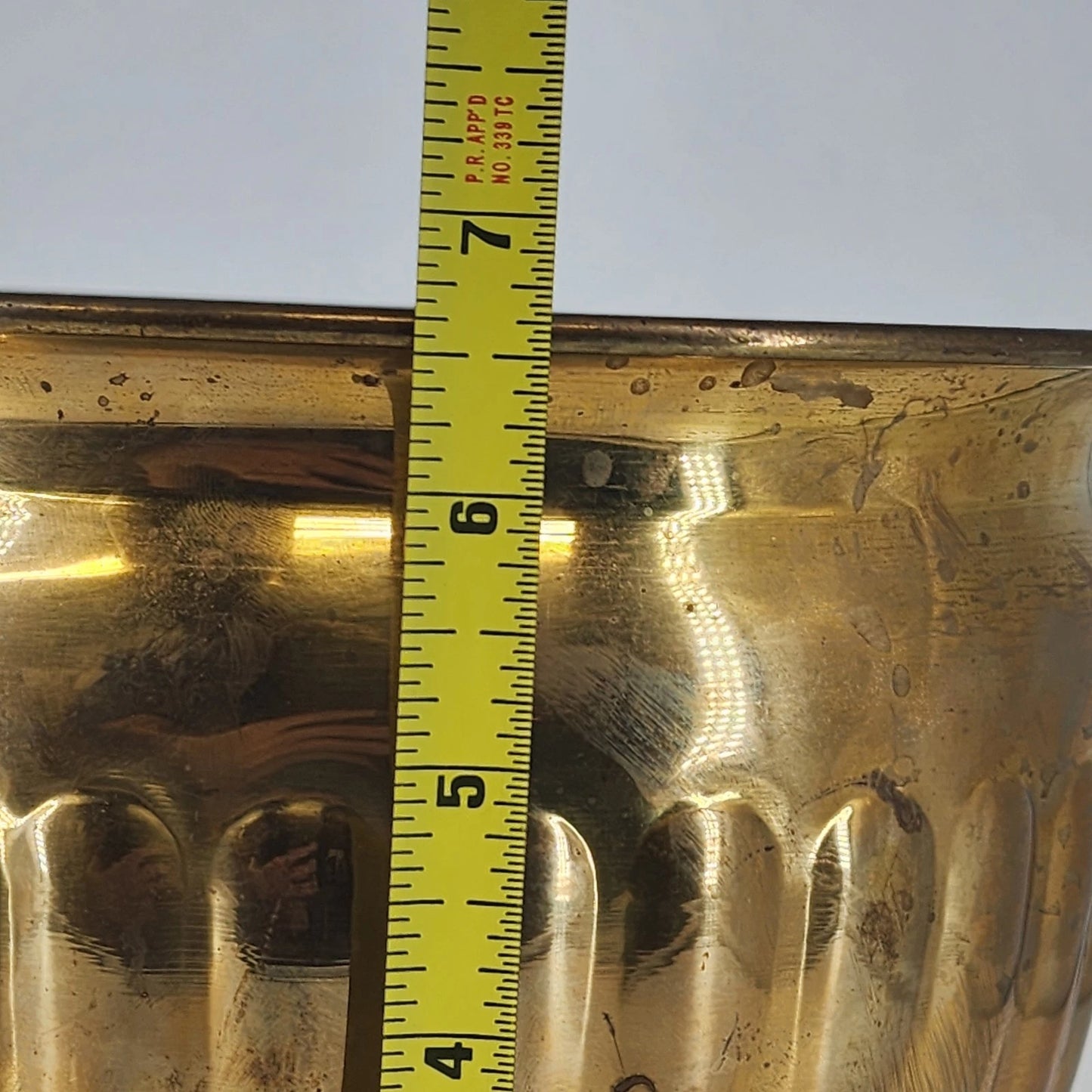 Brass Planter Pot Ribbed Bowl India 8.5"d Indoor Outdoor Plant Holder Decor Vtg