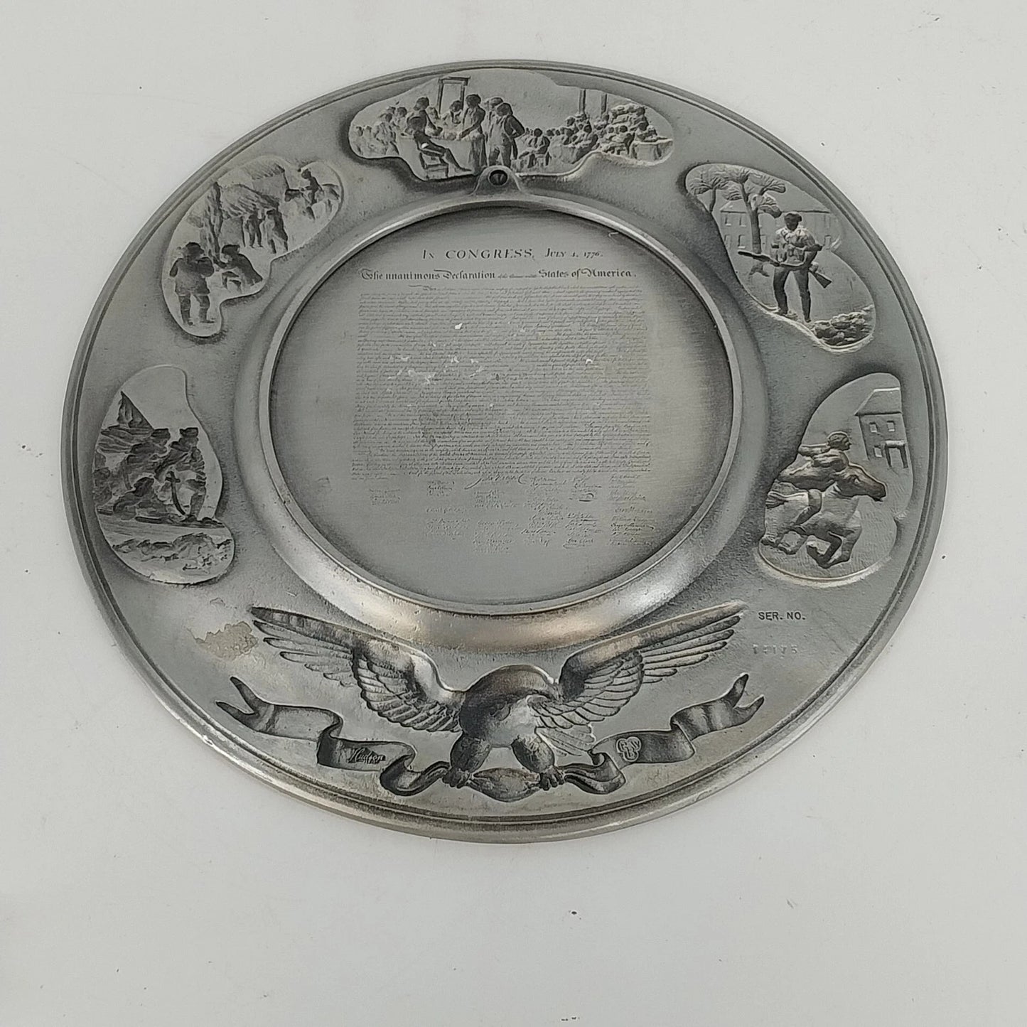 Hudson Pewter Spirit of ’76 Bicentennial Pewter Plate 9" Independence Day 1776