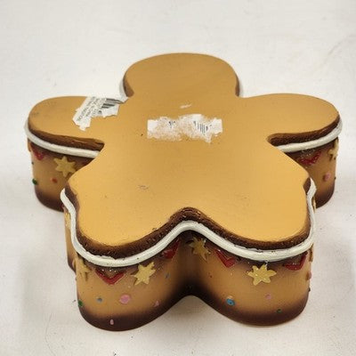 Gingerbread Person Trinket Christmas Ornament Jewelry Box 6.5" x 6" Resin 1995