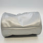 Mary Kay Silver Metallic Cylindrical Cosmetic Makeup Bag 8.5" Travel Case Zipper