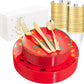Rubtlamp 175-Pcs Red Gold White Plastic Christmas Party Dinnerware Set New China