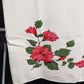 White Rectangle Tablecloth Table Cover with Red Gumamela Flowers Leaves 52"x62"