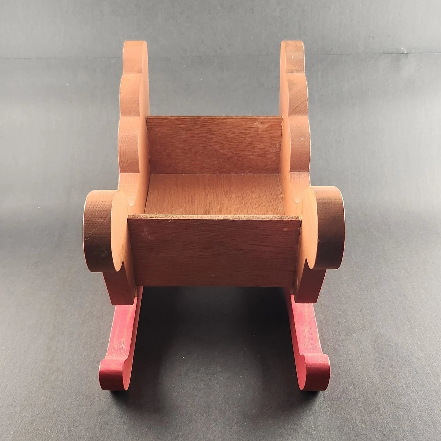 Christmas Wooden Decorative Sleigh 13.5" Light Brown w Red Runners Rustic Decor