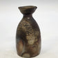 Studio Art Pottery Sake Pitcher Small Vase Pinched Pour Spout Dark Brown 4.5"