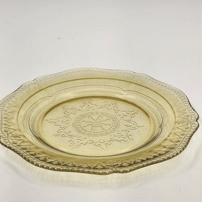 Federal Patrician Amber Yellow Spoke Depression Glass Dinner Plate Glassware 9"