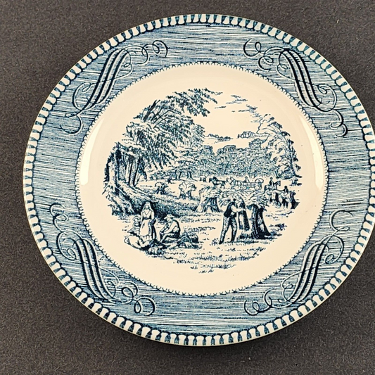 Currier and Ives Blue 6¾" Bread & Butter Plate by Royal Harvest Image USA