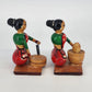 Channapatna Handmade Wooden Dolls Set of 2 Sitting Ladies Karnataka India Toys