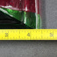 Gaya Studio Art Glass Square Dish Plate Red Green Clear Fused Modern Mid Century