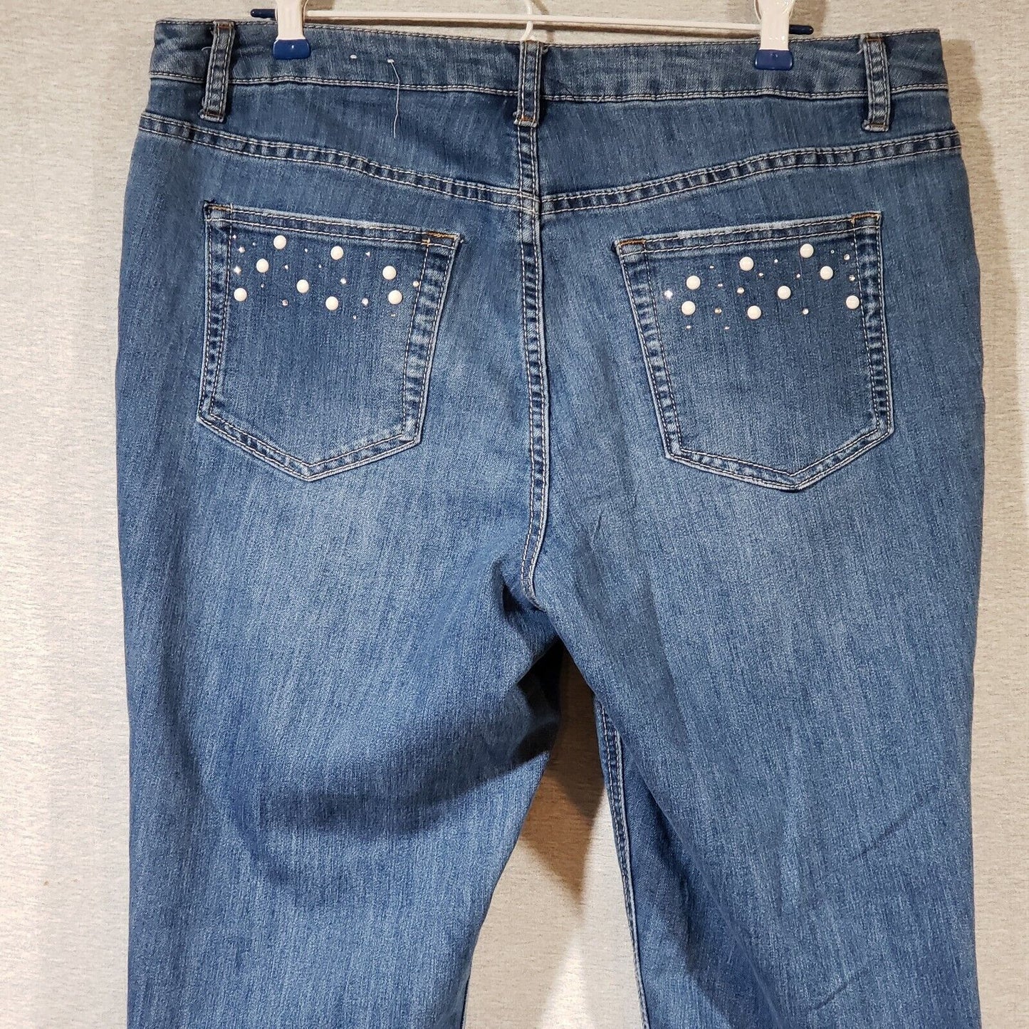 Christopher Banks Distressed Denim Jeans Size 14 Blue Stretch Embellished Women