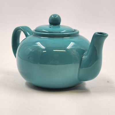 Pristine Blue Green Ceramic Teapot 16oz 4.5"H Glossy Kitchen China Serveware