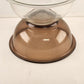 2 Pyrex Mixing Bowls 323 Size Clear & Smoke Glass Nesting 1.5L Cap Scratches