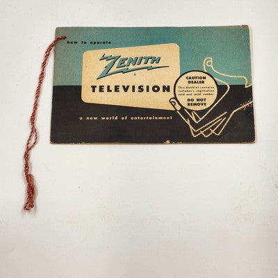 1952 Zenith TV Manual Original New World Entertainment How to Operate