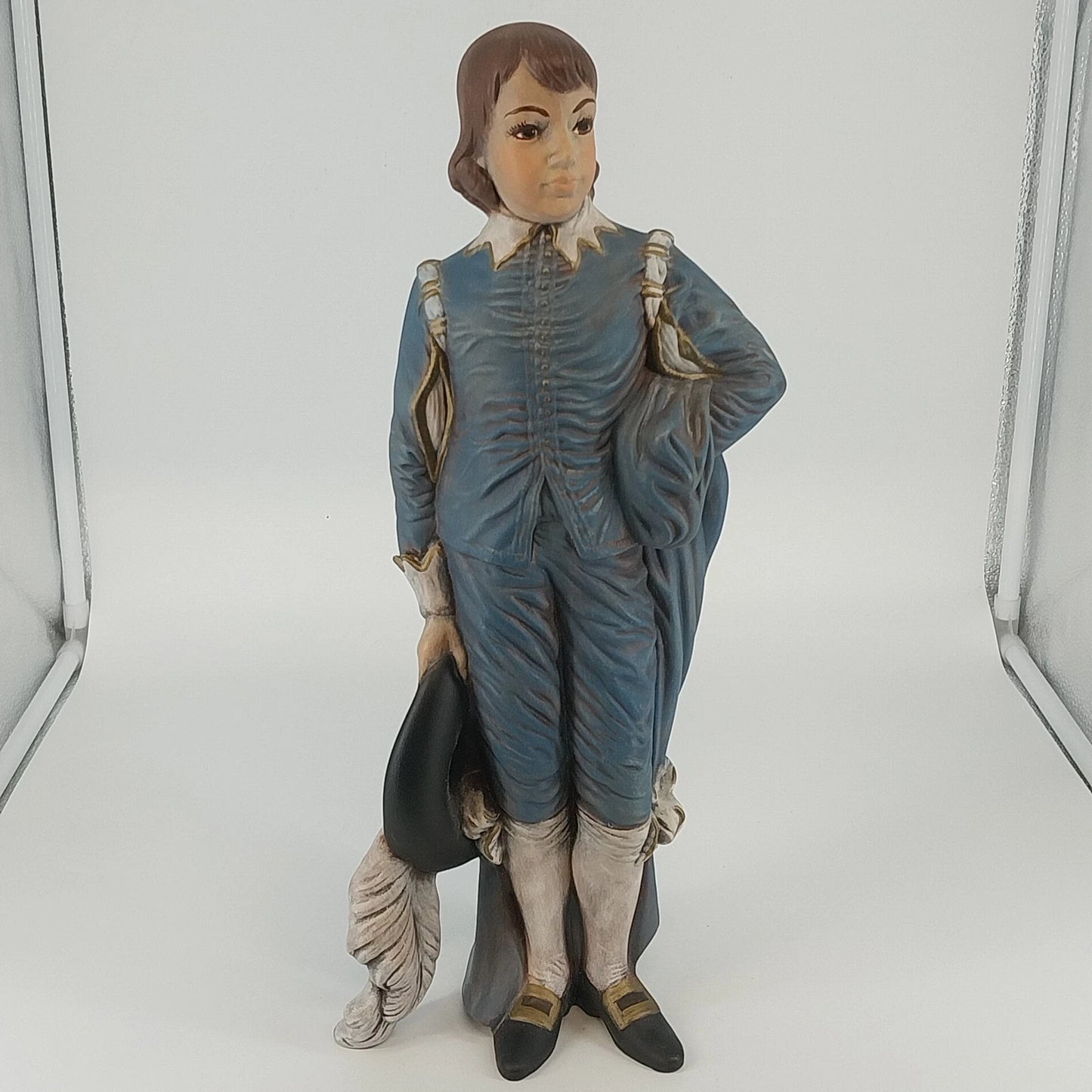 Holland Mold Colonial Boy Figurine Blue Ceramic Hand Painted 17" Vintage