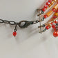 3 Necklaces Rope Chain Enamel Pendant Beaded & Satin Cord Mix Vintage Orange