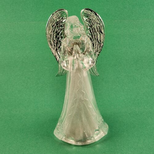 Clear Acrylic Angel Silver Wings Praying Hands Color Changing LED Lights Battery