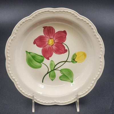 Stetson Pottery Joy 8.25" Serving Bowl Hand Painted Red Yellow Floral 1950s