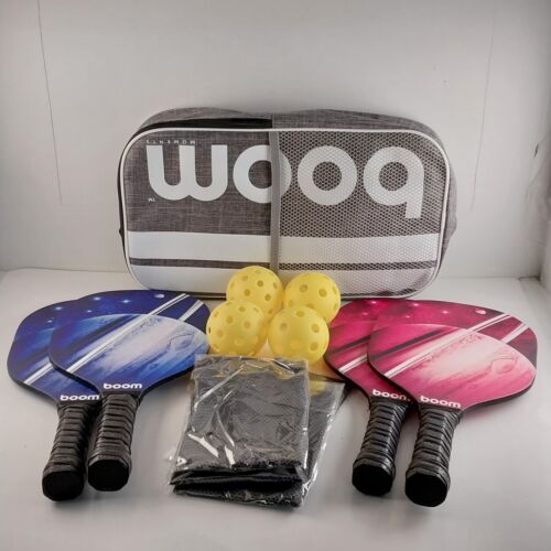 Boom Moments Pickleball Paddles Set 13 Piece Premium Wood with Carrying Bag