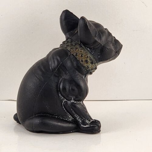 Westmoreland Black Amethyst French Bulldog Dog Figurine Crystal Eyes Vintage 2.5