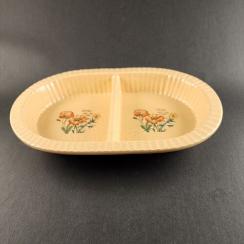 Treasure Craft Wildflower Oval Divided Tan Serving Dish 869/870 12" x 8" Size
