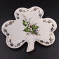 Handmade Czech Porcelain Clover Plate Lily of the Valley Gold Trim Trinket Dish