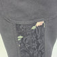 Knox Rose Gray Jogger Casual Cargo Pants Embroidered Floral Elastic Waist Large