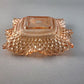 Candy Dish Indiana Glass Peach Color Diamond Point Ruffle Edge 6.5" Sq
