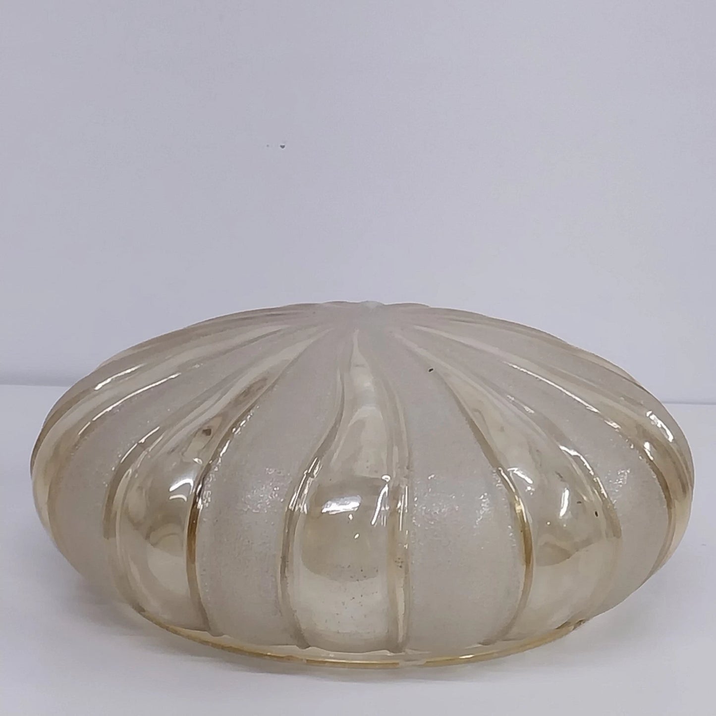 Amber Glass Ceiling Light Shade 12" Ribbed Pumpkin Flush Mount 9" Fitter Vintage