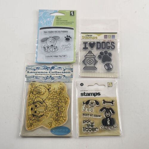 NOS Lot of 4 Packages Clear Unmounted Stamps Dogs And Puppies Design Vintage