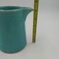Blue Green Pottery Small Pitcher Mug Ring Snowflake Pattern 5.25" w Handle USA