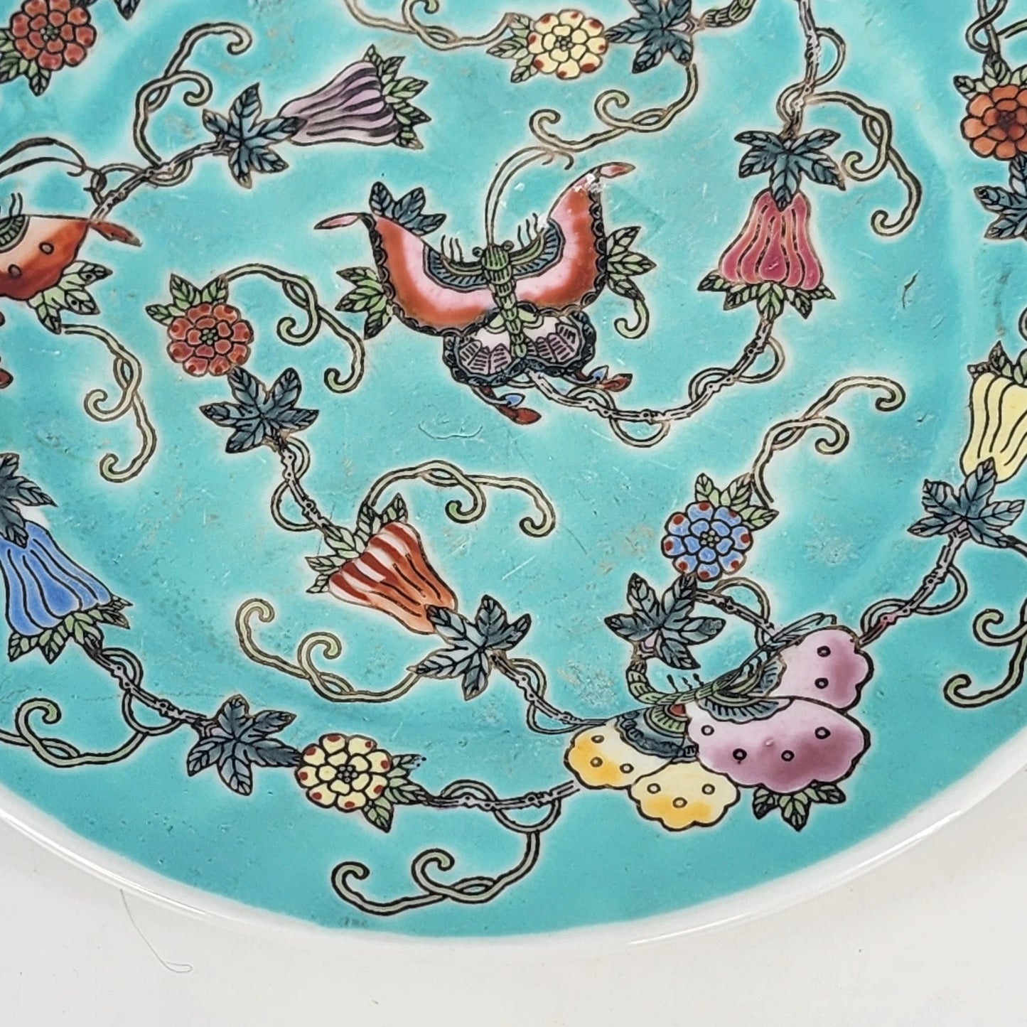 Antique Chinese Celadon Porcelain Plate 7 Inch Teal Glaze Dish