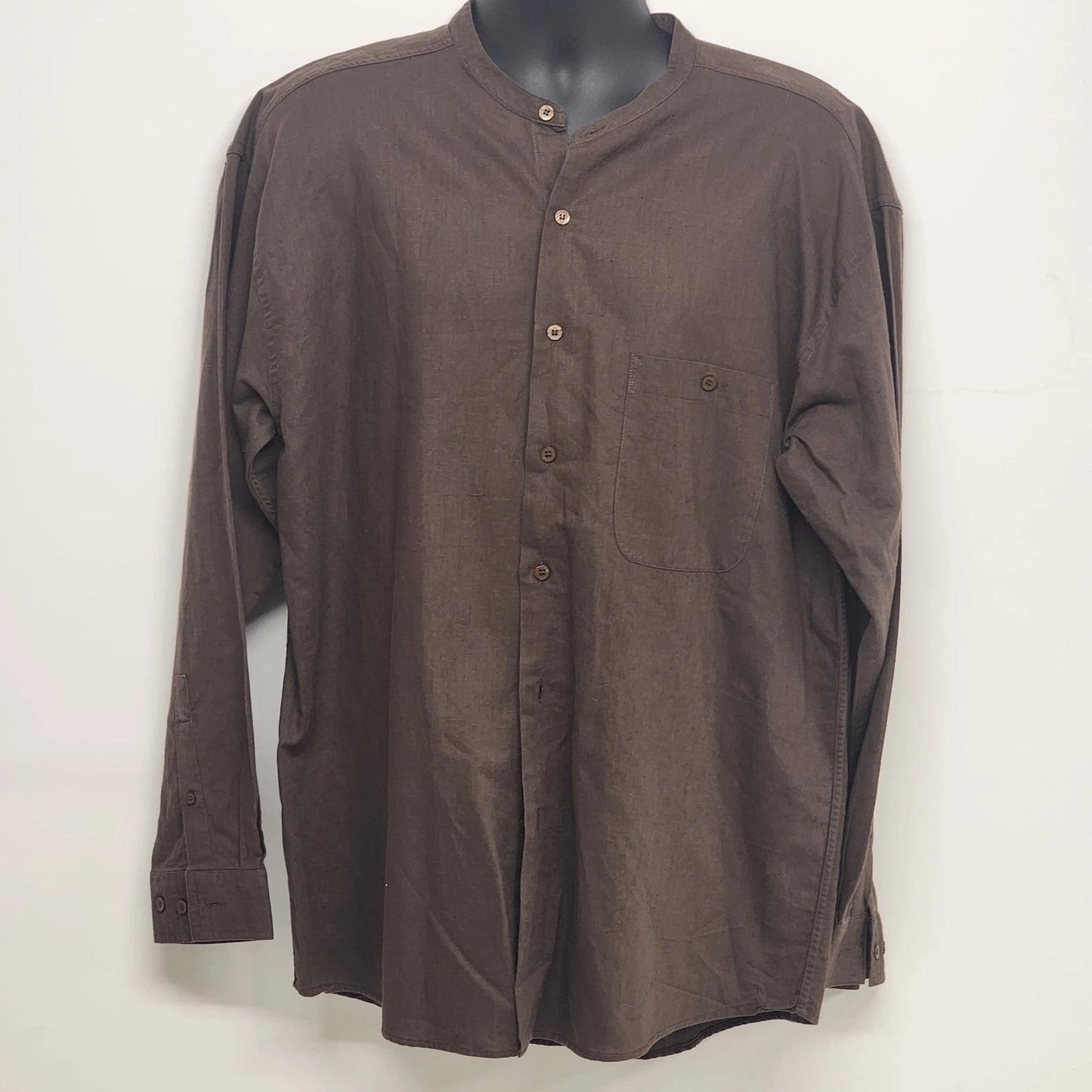 Bruno Mens Linen Cotton Blend Shirt XL Brown Button Down Italy