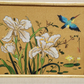 Taiwanese Bird Floral Painting Print Vintage Gold Bamboo Frame Matted No Glass