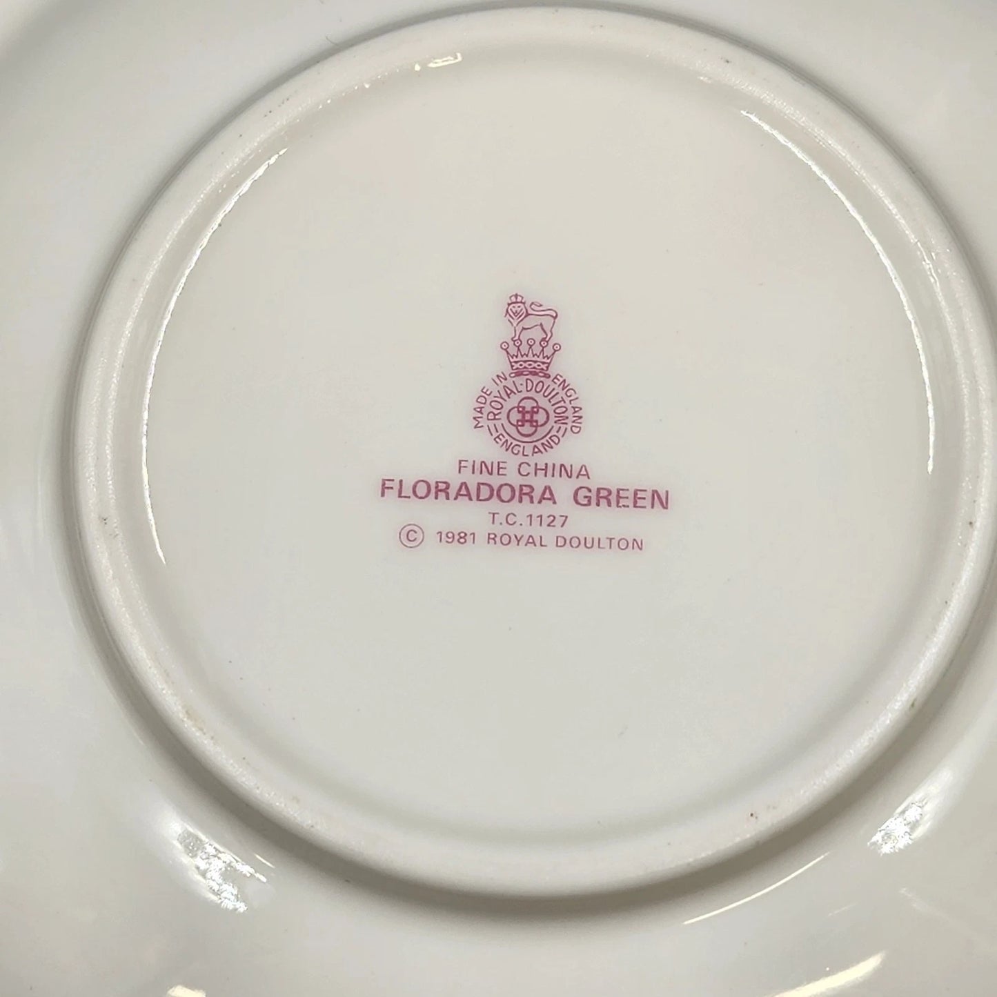 Royal Doulton Floradora Cup Saucer Fine China Floral Green Trim Scalloped 5.75"