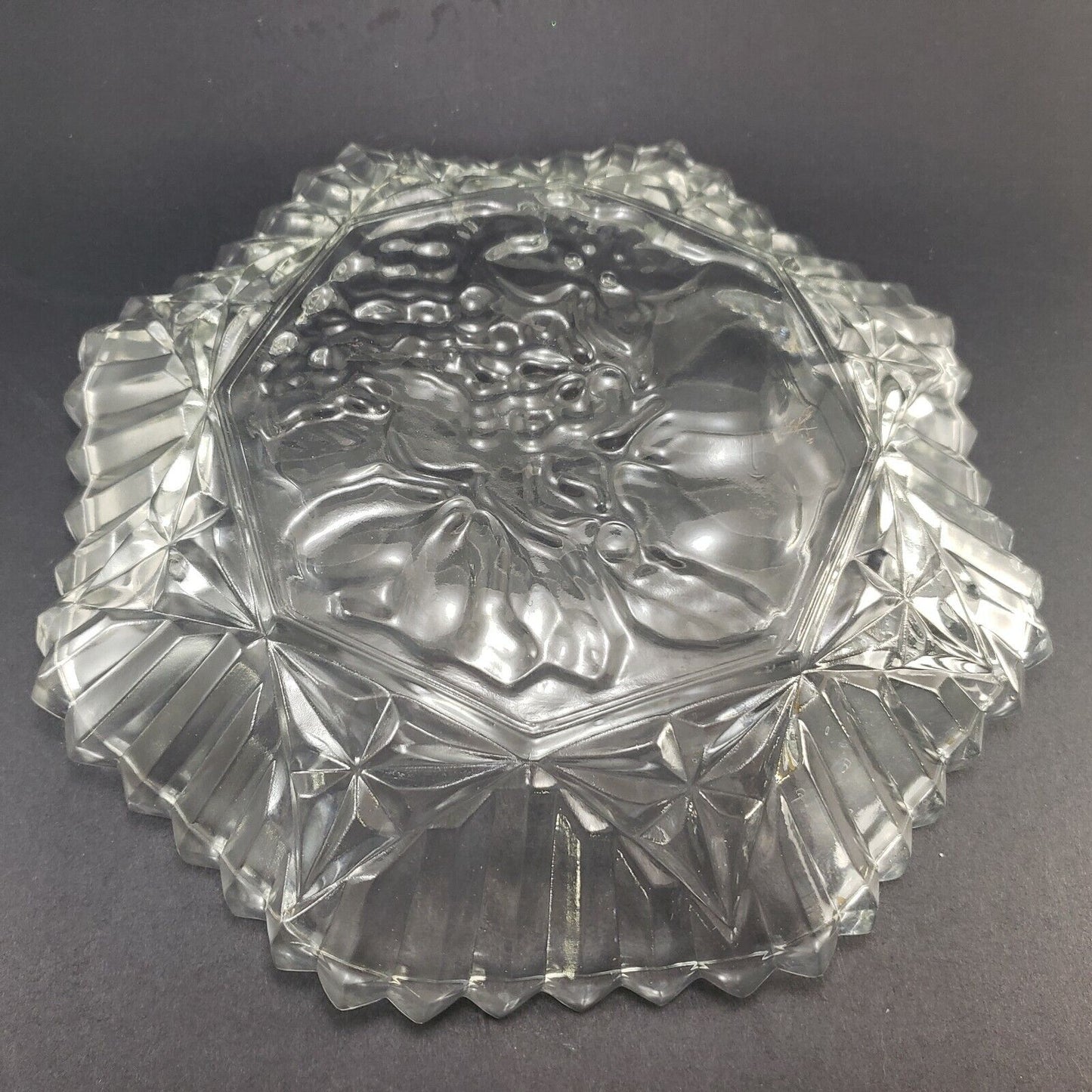 Federal Glass Pioneer Fruit Bowl 11in Clear Ruffled Edge Vintage