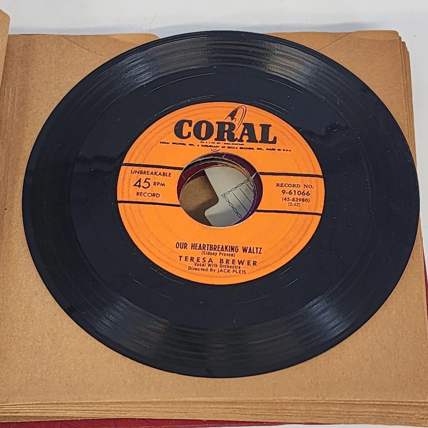 14 pc 45RPM Vinyl Record Lot Various Capitol Mercury Coral 1950s Bound Album Vtg