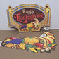 2 Pc Beistle Diecut Signs Cornucopia & Happy Thanksgiving 1978 Double Sided NOS