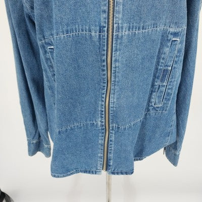 Explore Blue Cotton Denim Zip Jacket Size XL Long Sleeves Pocket on Left Sleeve