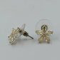 Yellow Flower Stud Earrings Pear Cut Faceted Stones Silver Tone Floral Jewelry