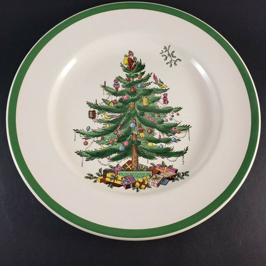 Classic Spode Christmas Tree 10½” Dinner Plate Green Border Made in England