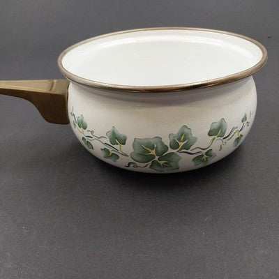 Corelle Coordinates Sauce Pan Lincoware Ivy Style Pattern Enamel Gold Handle
