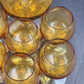 Italian Amber Glass Decanter & 6 Cordials Twisted Stems Clear Handle Vtg Elegant
