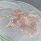 LE Smith 12.5" Clear Frosted Glass Plate Painted Iris & Butterfly Design Vtg