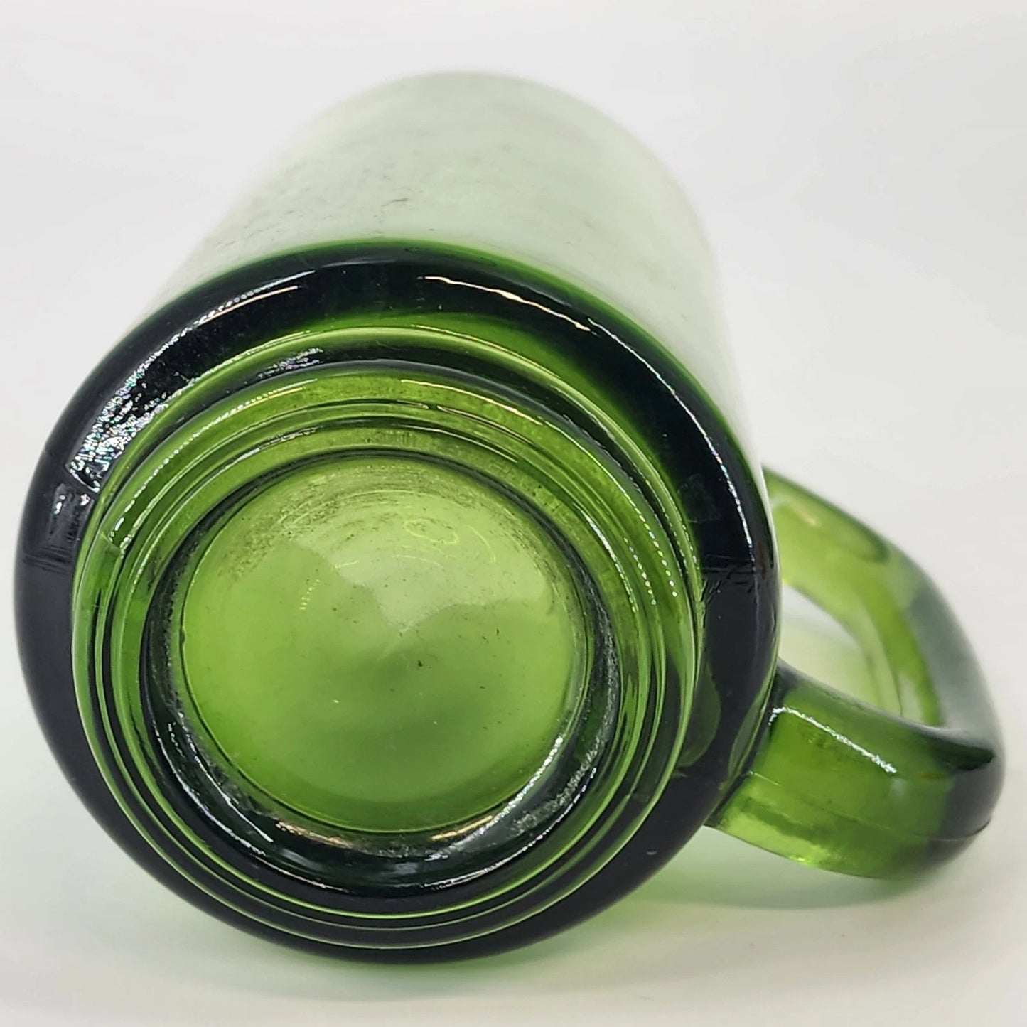 Finlandia Avocado Green Glass Mugs Set of 3 Anchor Hocking D Handles 12 oz 5.5"h