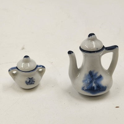 Miniature Tea Set 23774 Blue Windmill 4.5" China w/ Box Collectible Decor