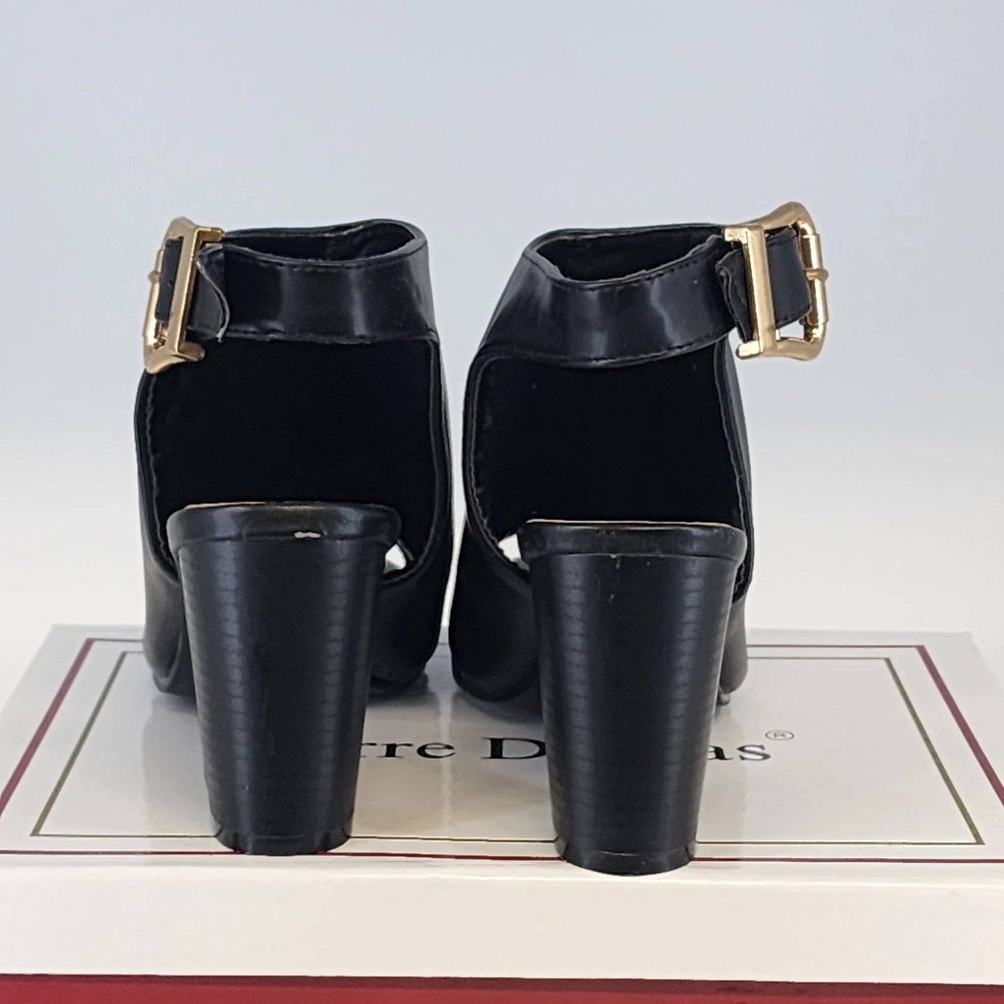 Pierre Dumas Holly 1 Peep Toe Ankle Boots Black Women Size 8